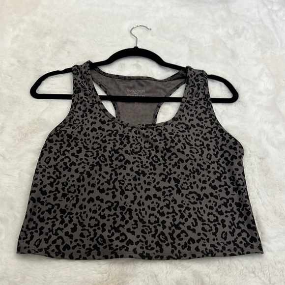 EVOLUTION and creation cropped tank racer back size L cheetah print - Picture 1 of 6